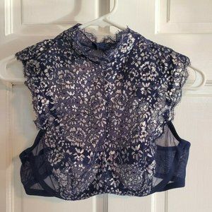 Victorias Secret EUC Dream Angels 36C Blue Metallic Unlined High Neck Demi Bra